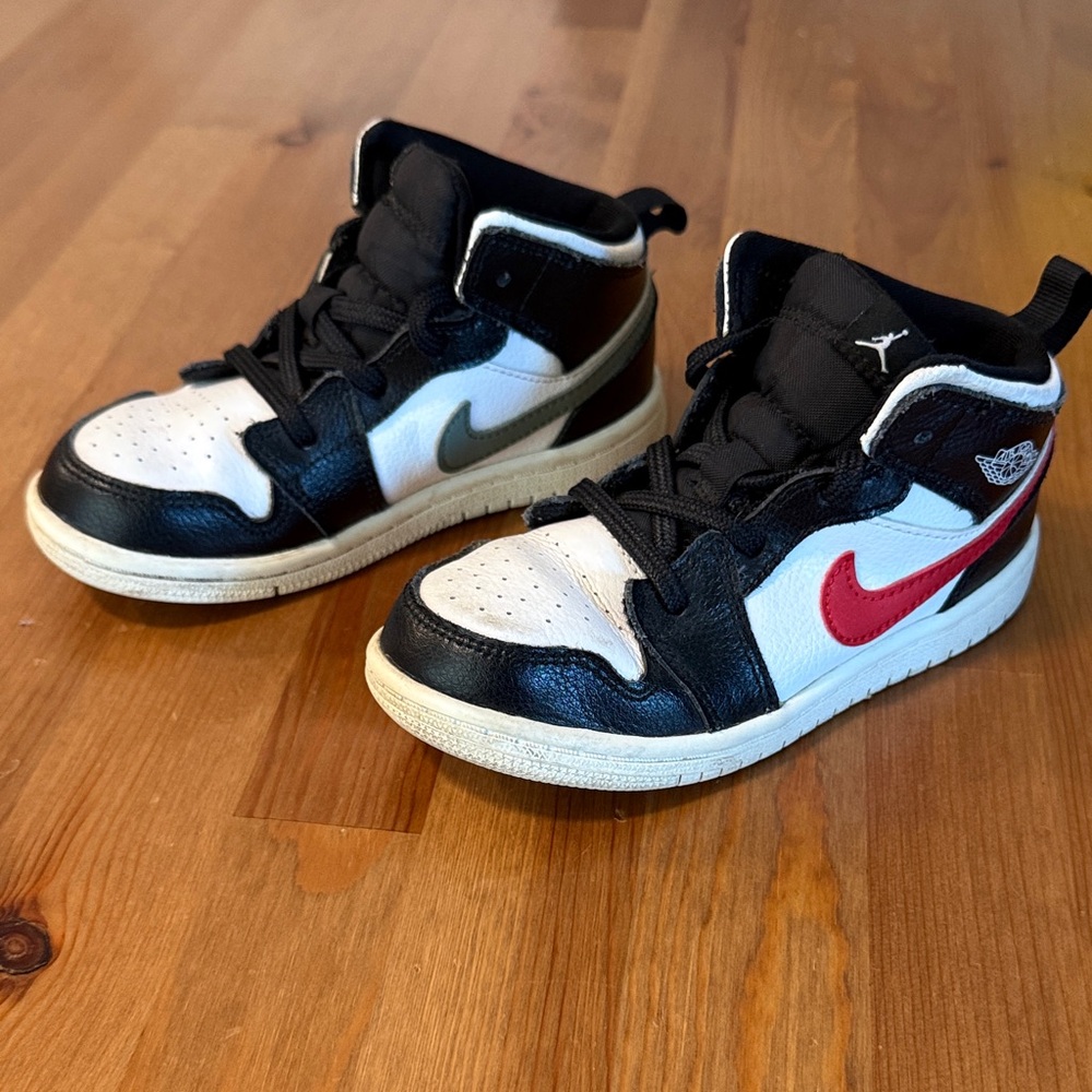 Nike Kids' Black, White, and Red Air Jordan Sneakers